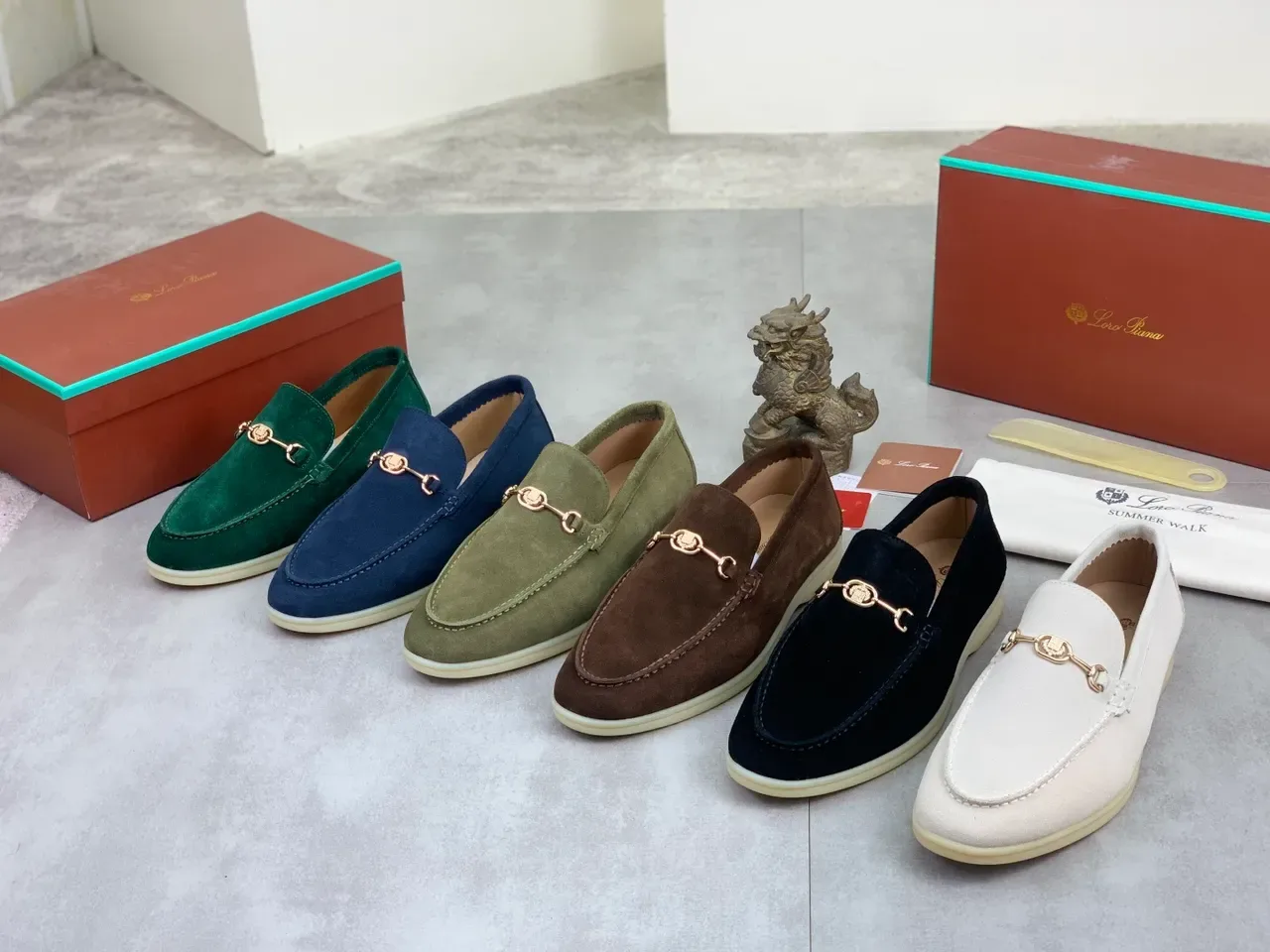 Green Beige Suede Upper Horsebit Hardware Loafer 2