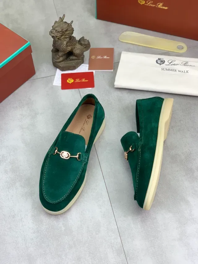 Green Beige Suede Upper Horsebit Hardware Loafer 3