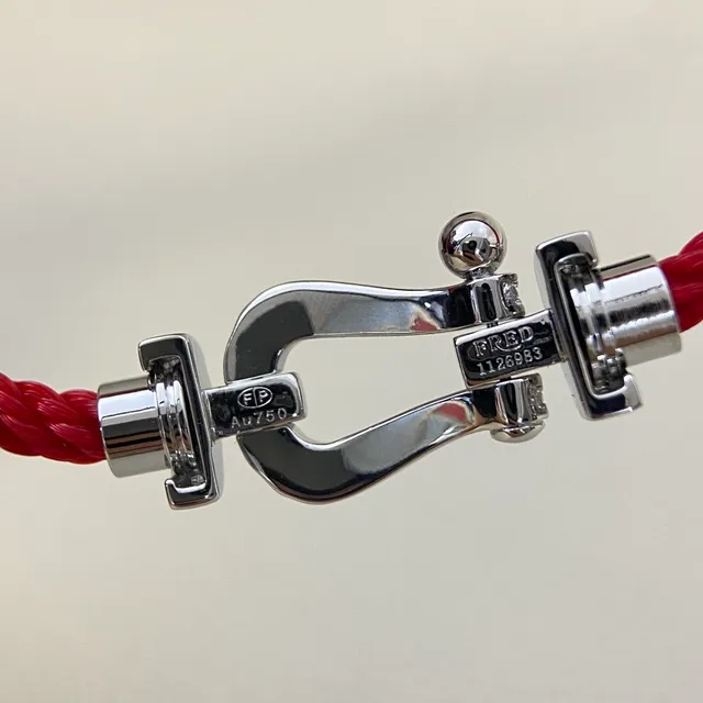 Harp-Clasp Pavé Stone Red Braided Cord Bracelets 3