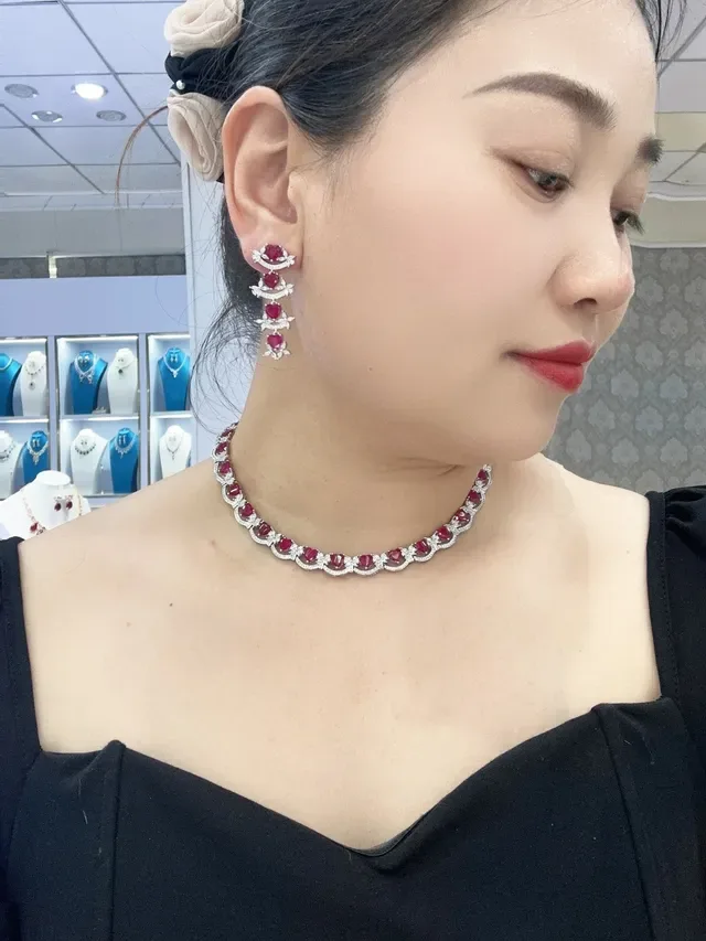 Heart-Shaped Ruby and Pavé Diamond Earrings 5