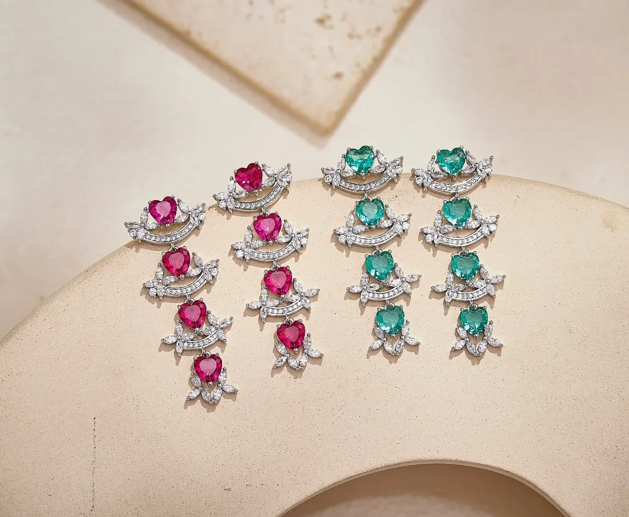 Heart-Shaped Ruby and Pavé Diamond Earrings 7
