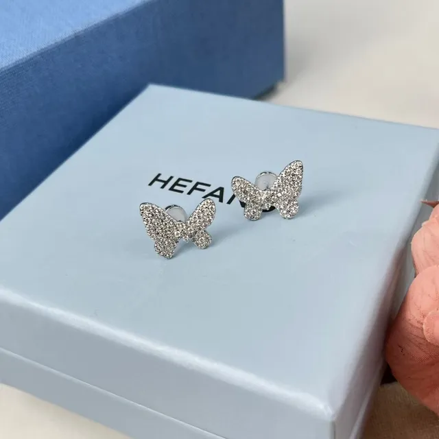 HEFANG Butterfly Pavé Crystal Stud Earrings 3