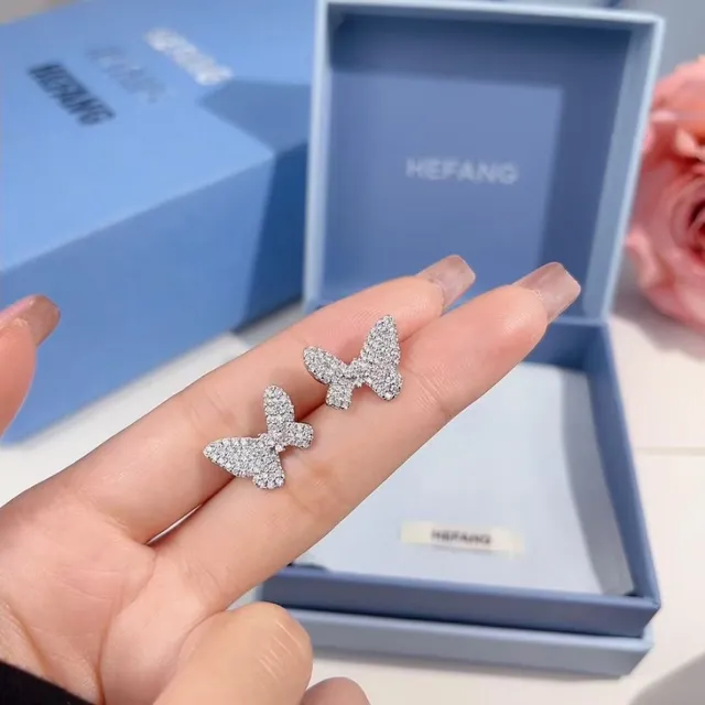 HEFANG Butterfly Pavé Crystal Stud Earrings 7