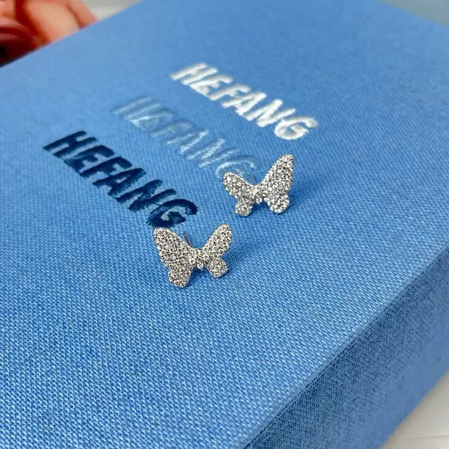 HEFANG Butterfly Pavé Crystal Stud Earrings 9