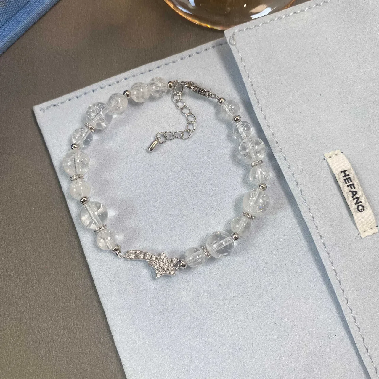HEFANG Clear Beaded Star Charm Bracelet 3
