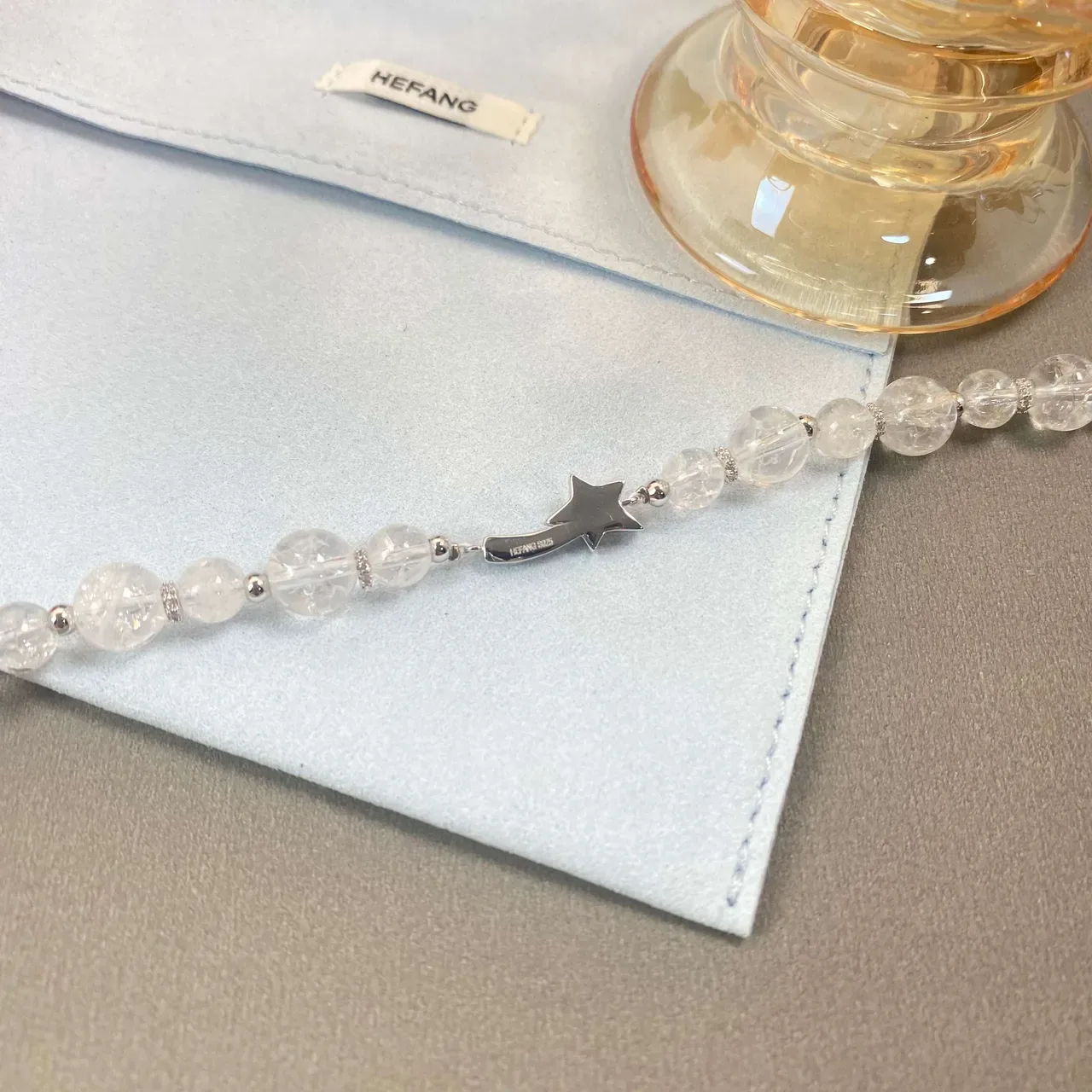 HEFANG Clear Beaded Star Charm Bracelet 7
