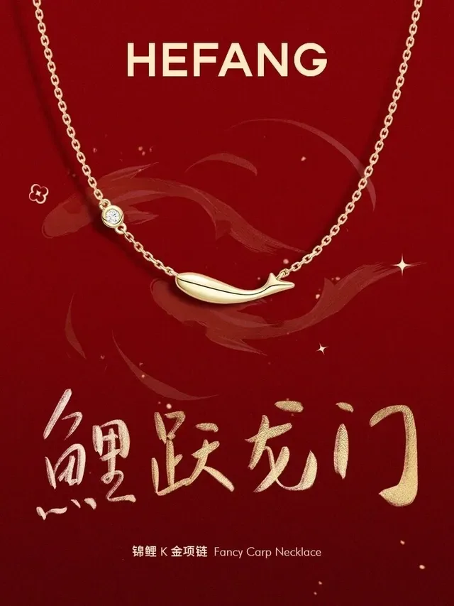 HEFANG Gold Silver Chain Whale-Shaped Pendant Necklace 3