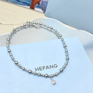HEFANG চাঁদী বীডেড চোকার গ্র্যাজুয়েটেড স্ফিয়ার বীড নেকলেস