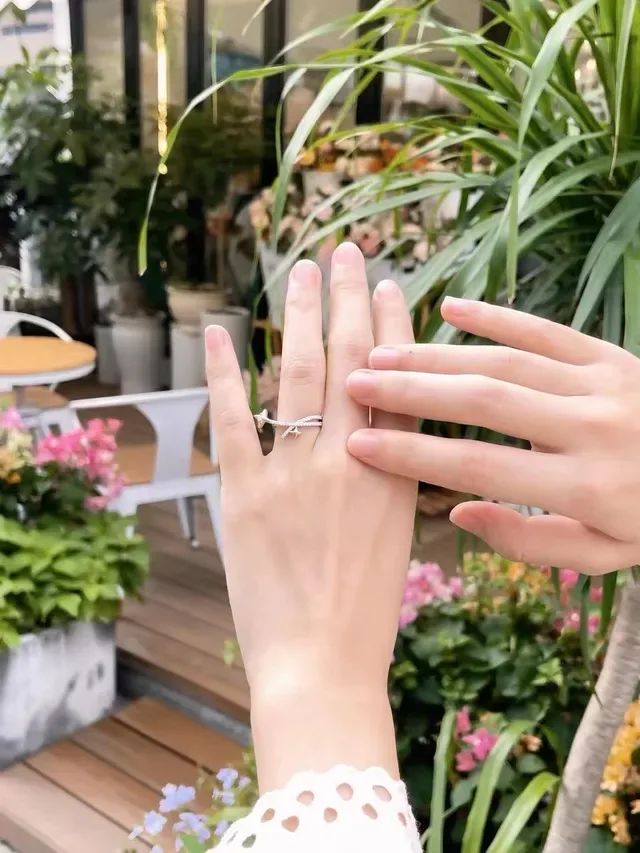 HEFANG نقش النجم Pavé Two-Tone خاتم 5