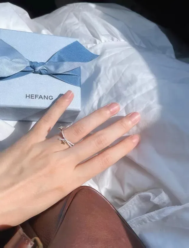 HEFANG نقش النجم Pavé Two-Tone خاتم 6
