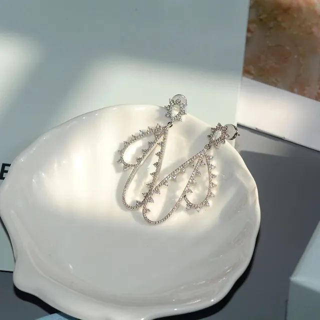 HEFANG Teardrop Pavé Crystal Spike Earrings 8