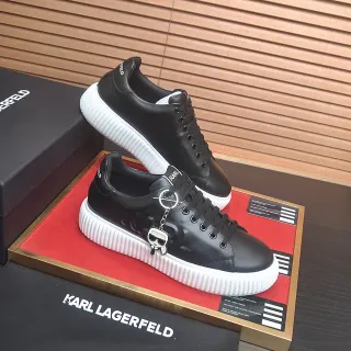 Karl Lagerfeld Skull Charm Black and White Chunky Sneakers