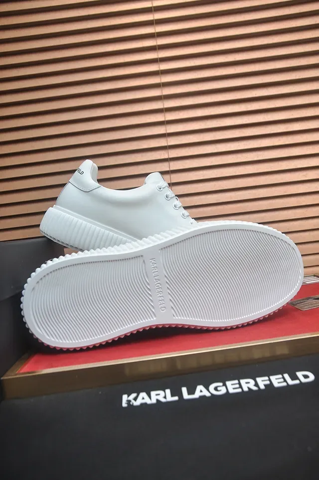 Karl Lagerfeld White Ribbed Platform Lifestyle Sneakers 3