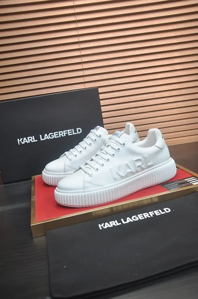 Karl Lagerfeld White Ribbed Platform Lifestyle Sneakers 4