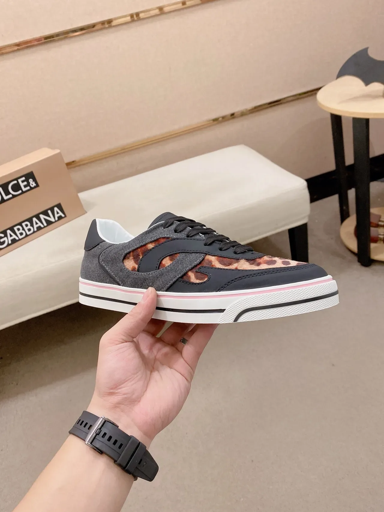 Leopard-Print Cutout Overlay Sneaker 5