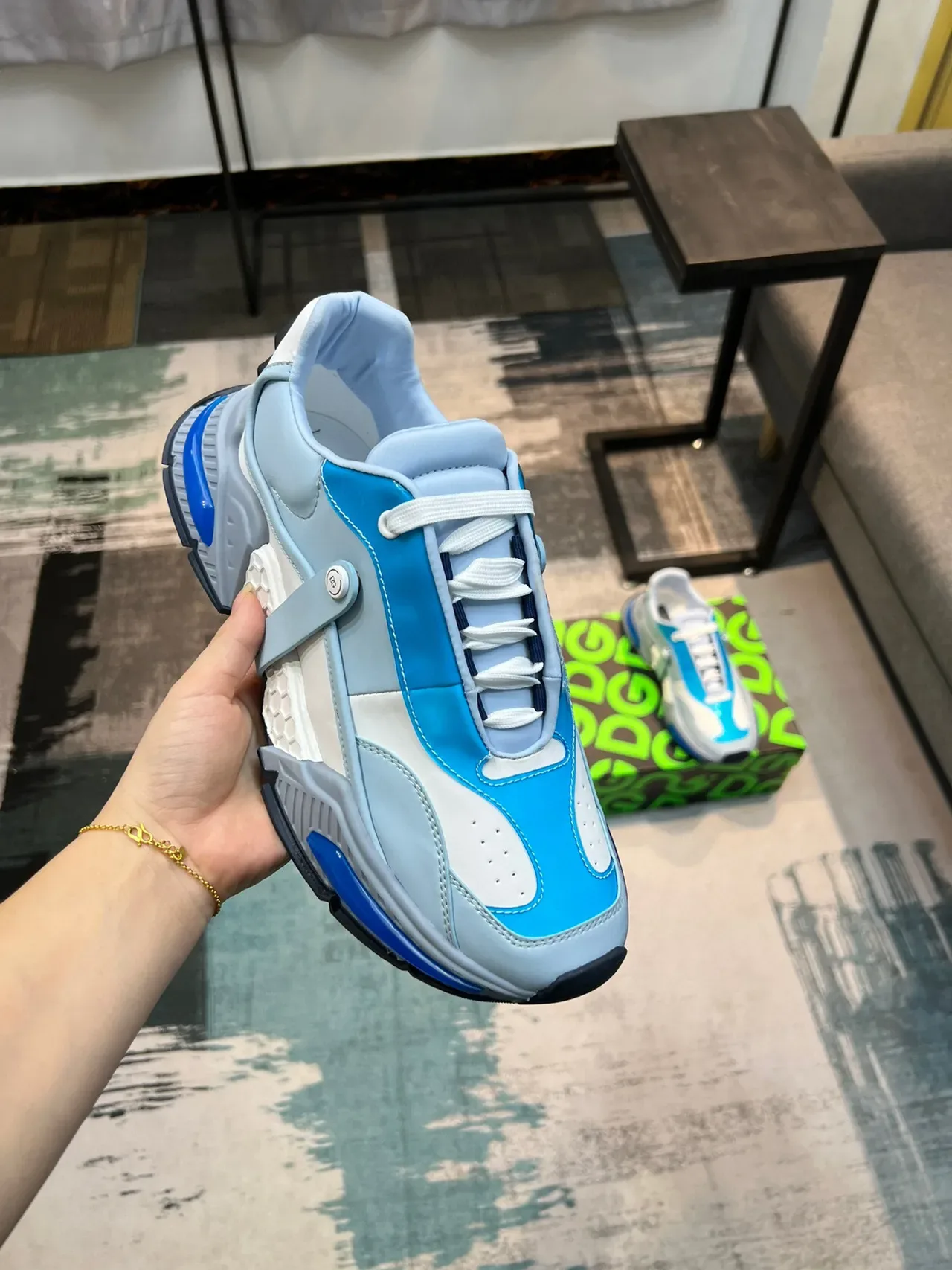 Light Blue and Gray Chunky Sole Lifestyle Sneaker 6