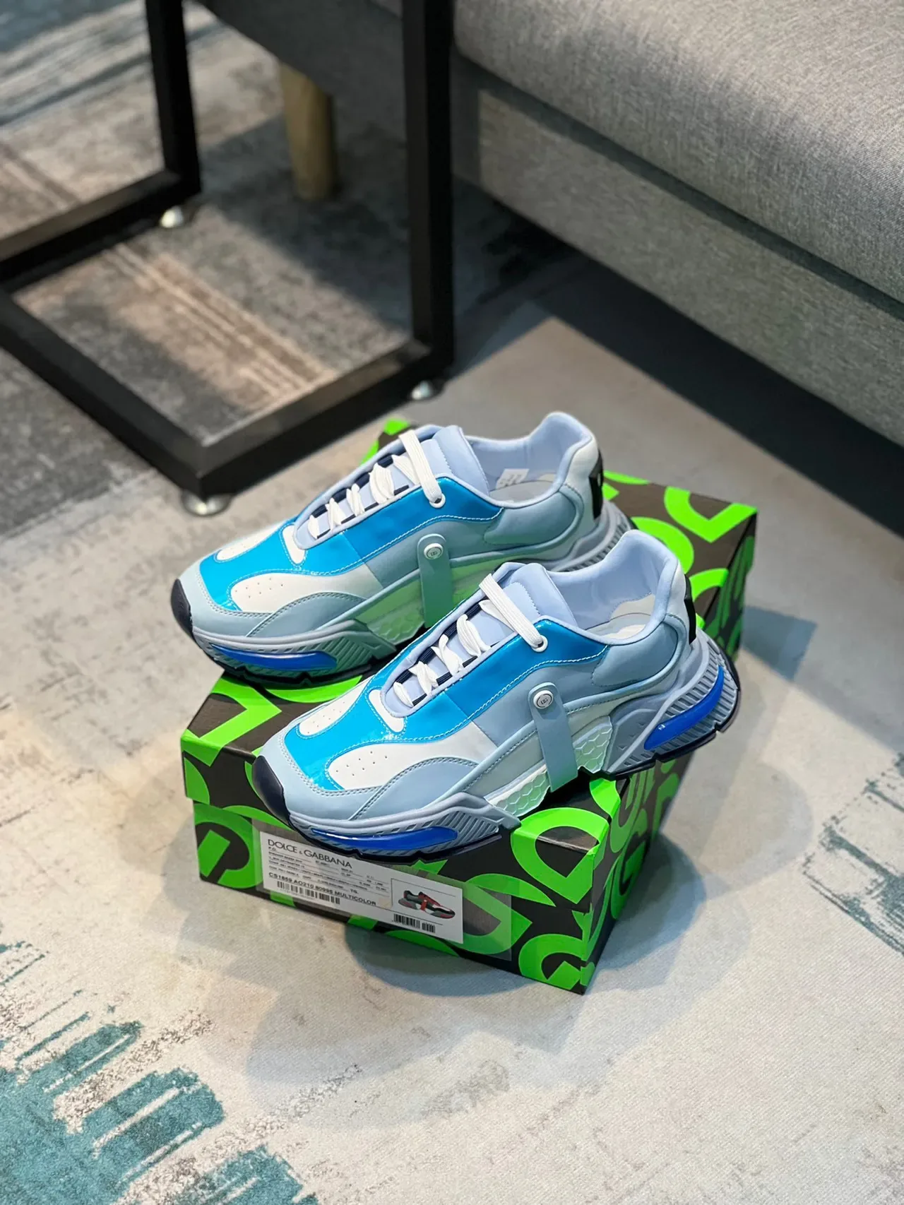 Light Blue and Gray Chunky Sole Lifestyle Sneaker 7