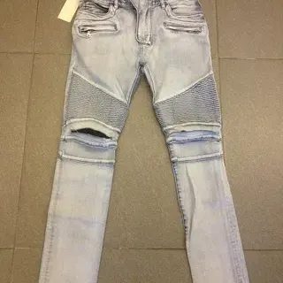 浅洗摩托面板磨损牛仔裤