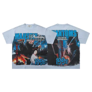 Camiseta oversized azul-clara com estampa gráfica MAJESTIK Phantoms
