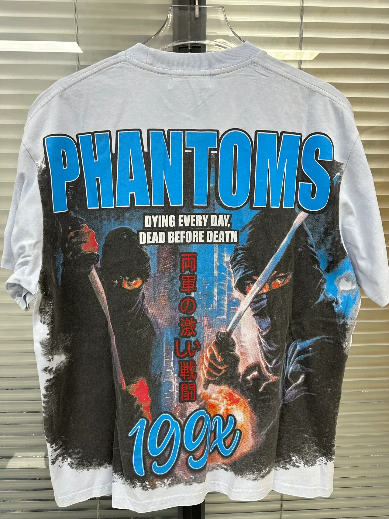 MAJESTIK Phantoms Graphic Print Light Blue Oversized T-Shirt 5