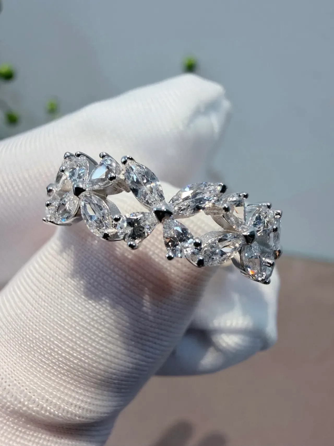Marquise-Cut Stone Eternity Band Ring 4