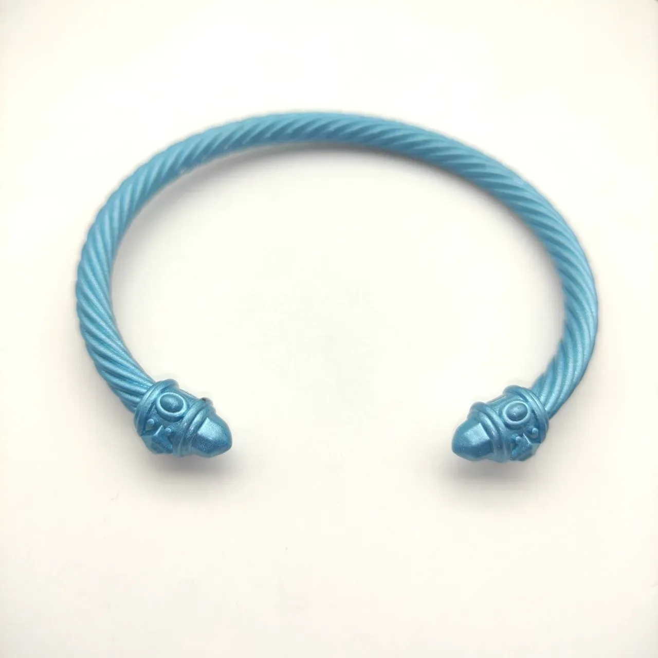 Matte Blue Twisted Rope Cable Open Cuff Bracelet 4