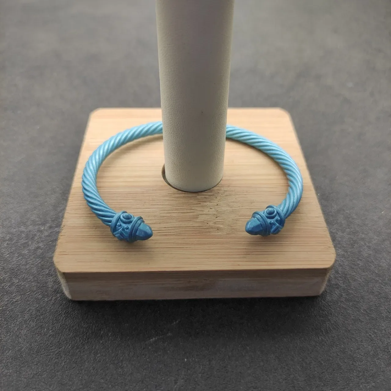 Matte Blue Twisted Rope Cable Open Cuff Bracelet 8