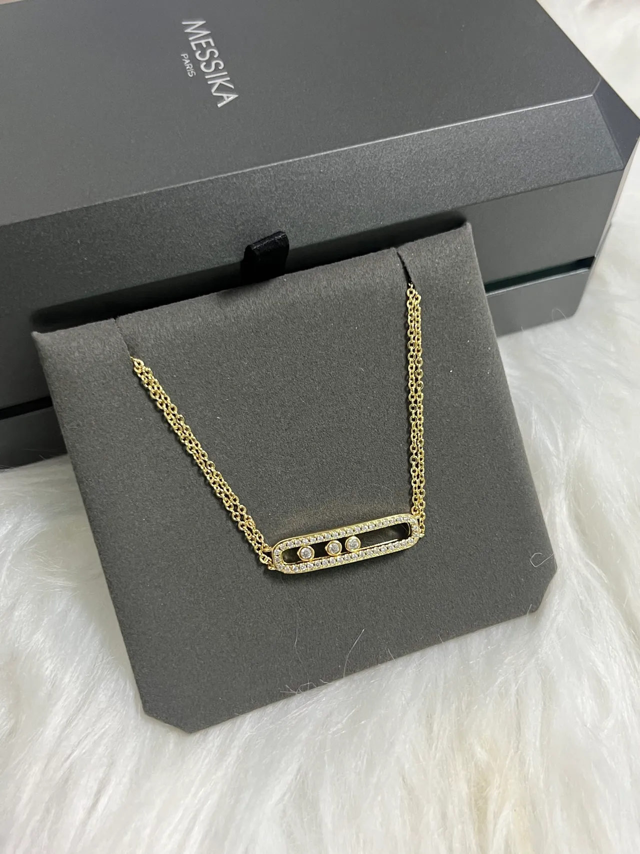 Messika Move Classic Colgante de barra negra plateada Pavé-Set 3