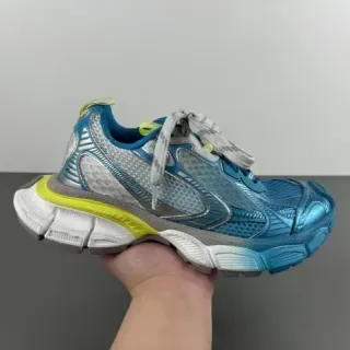 Metallic Blue Silver and Yellow Chunky Sole Lifestyle Sneaker
