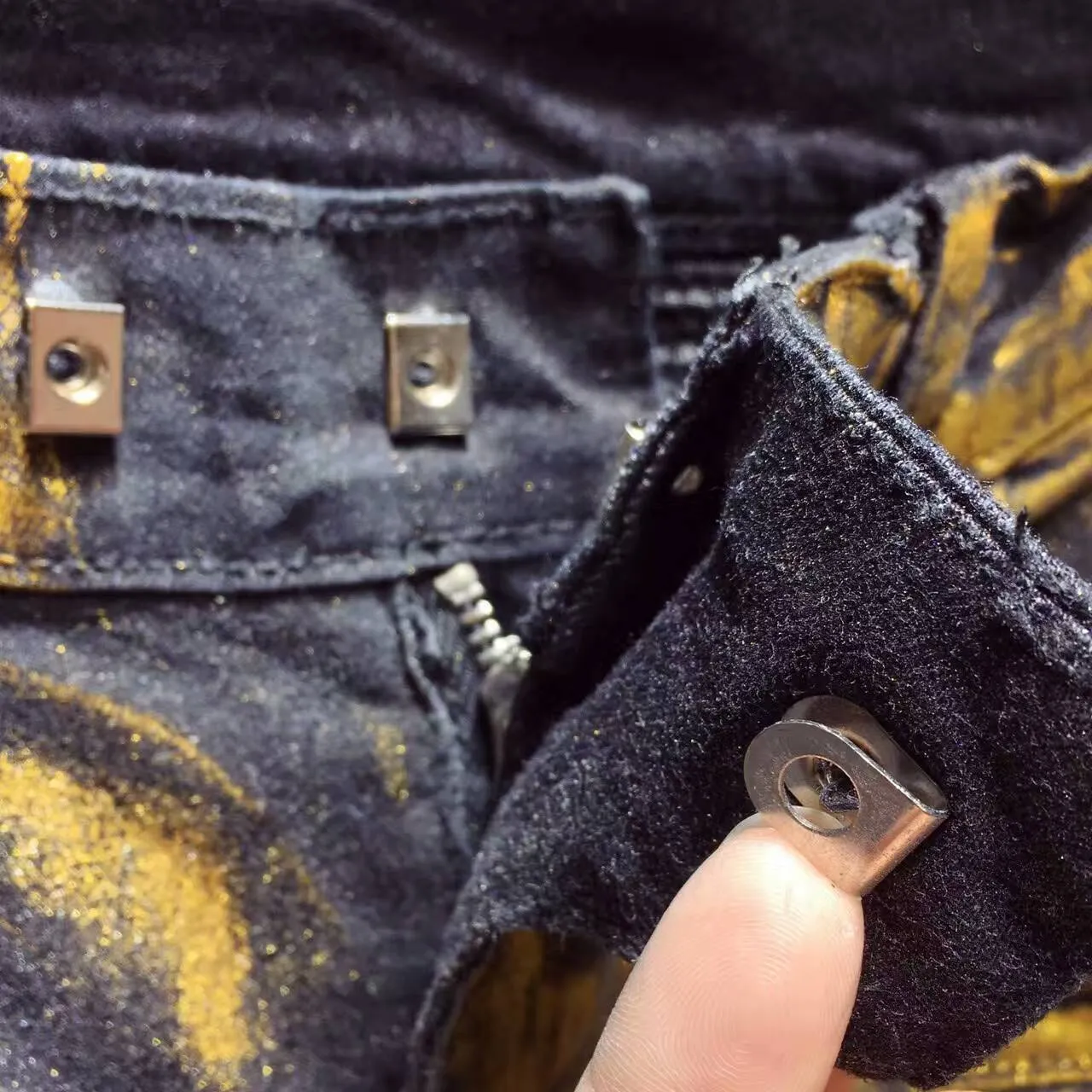 Pantalons Distressed Moto-Style Or Métallique 6
