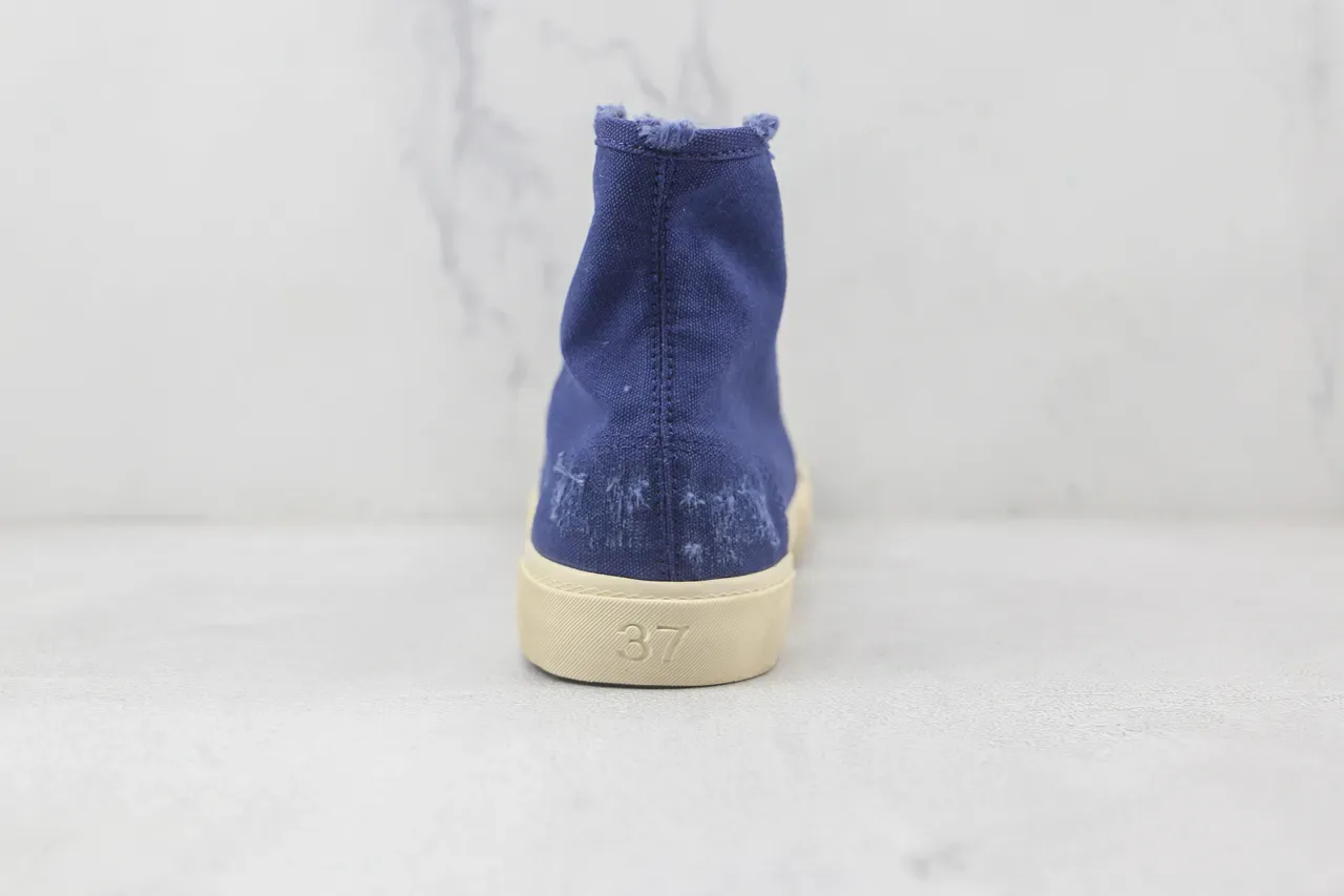 Navy Beige High-Top Canvas Upper Sneakers 9