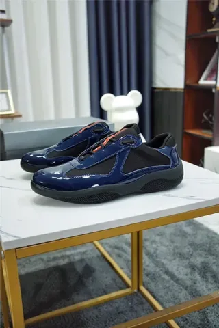 Navy Blue Glossy Patent and Mesh Slip-On Lifestyle Sneaker 2