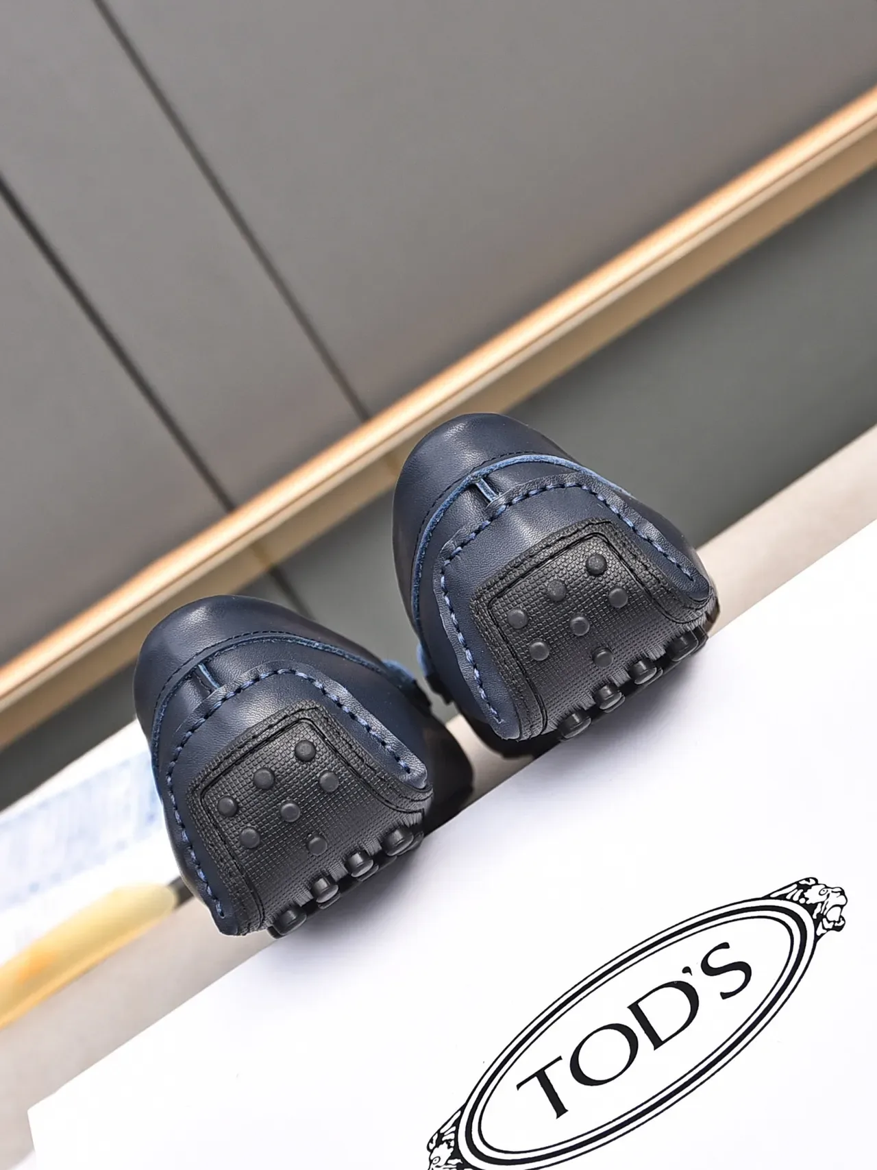 Navy Brown Leather Metal Bit Strap Loafer 2