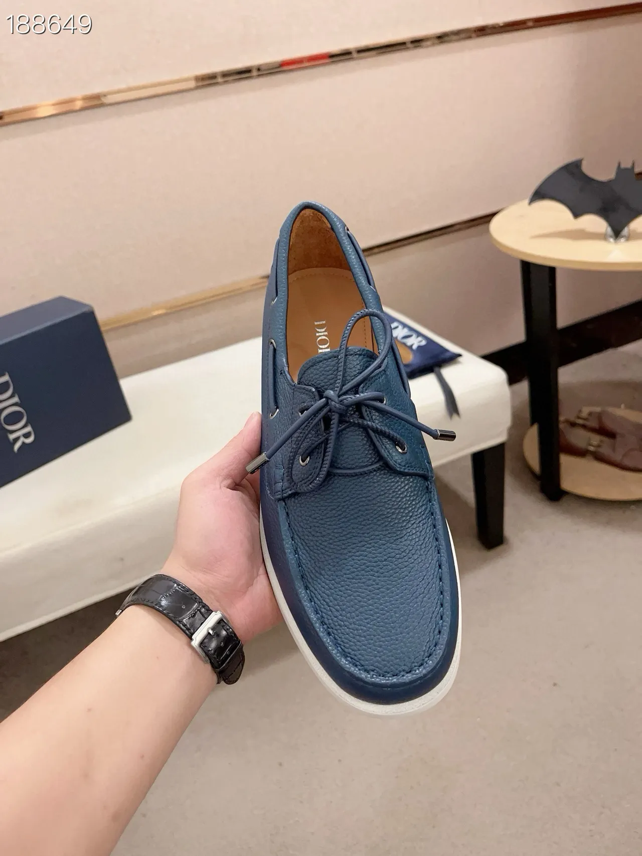 Zapatos de barco Moc-Toe de cuero granulado navy 4