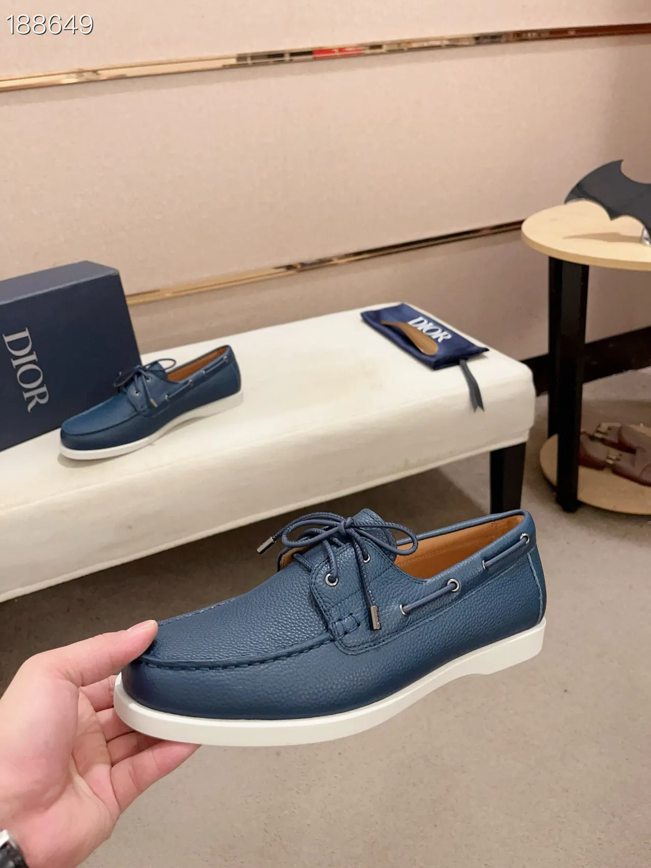 Zapatos de barco Moc-Toe de cuero granulado navy 5