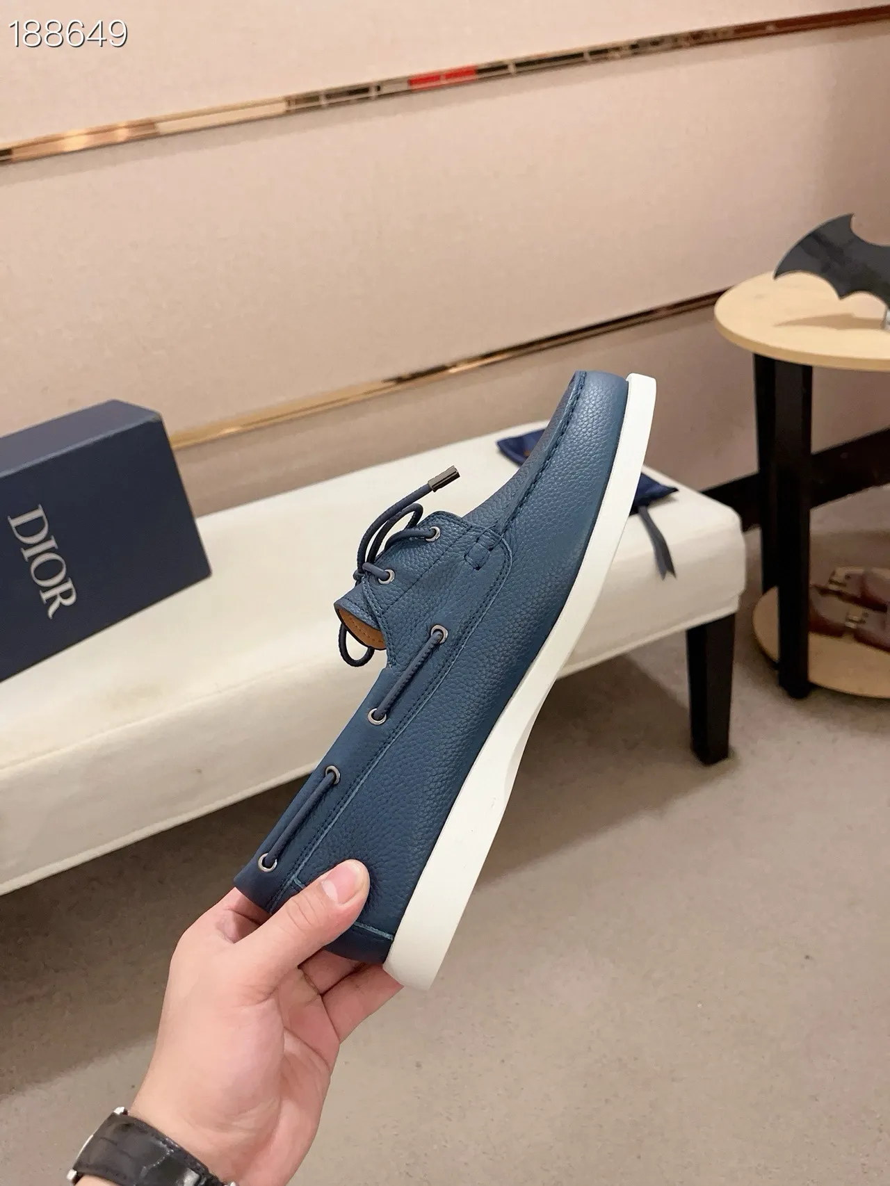 Zapatos de barco Moc-Toe de cuero granulado navy 7