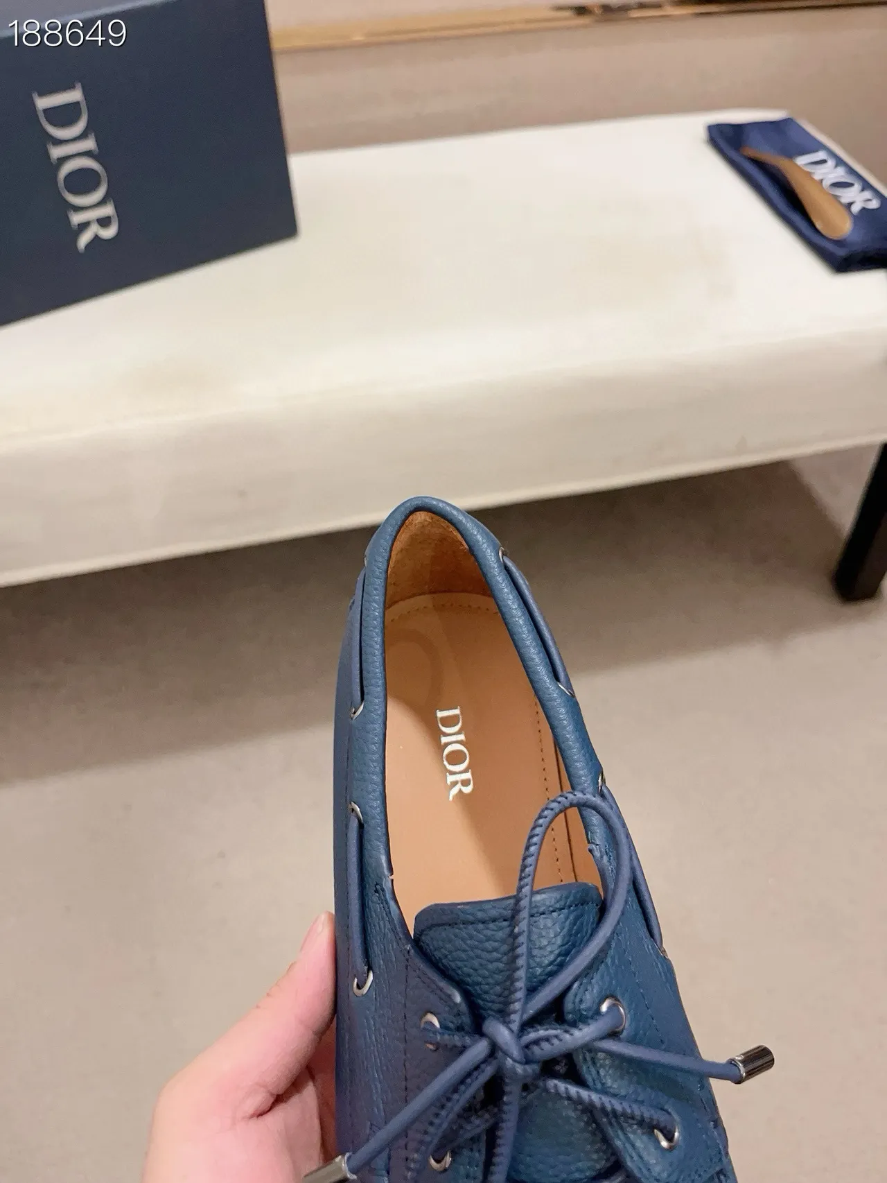 Zapatos de barco Moc-Toe de cuero granulado navy 8