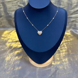 Collier pendentif cœur Navy Silver pavé-set chaîne de maillons délicate