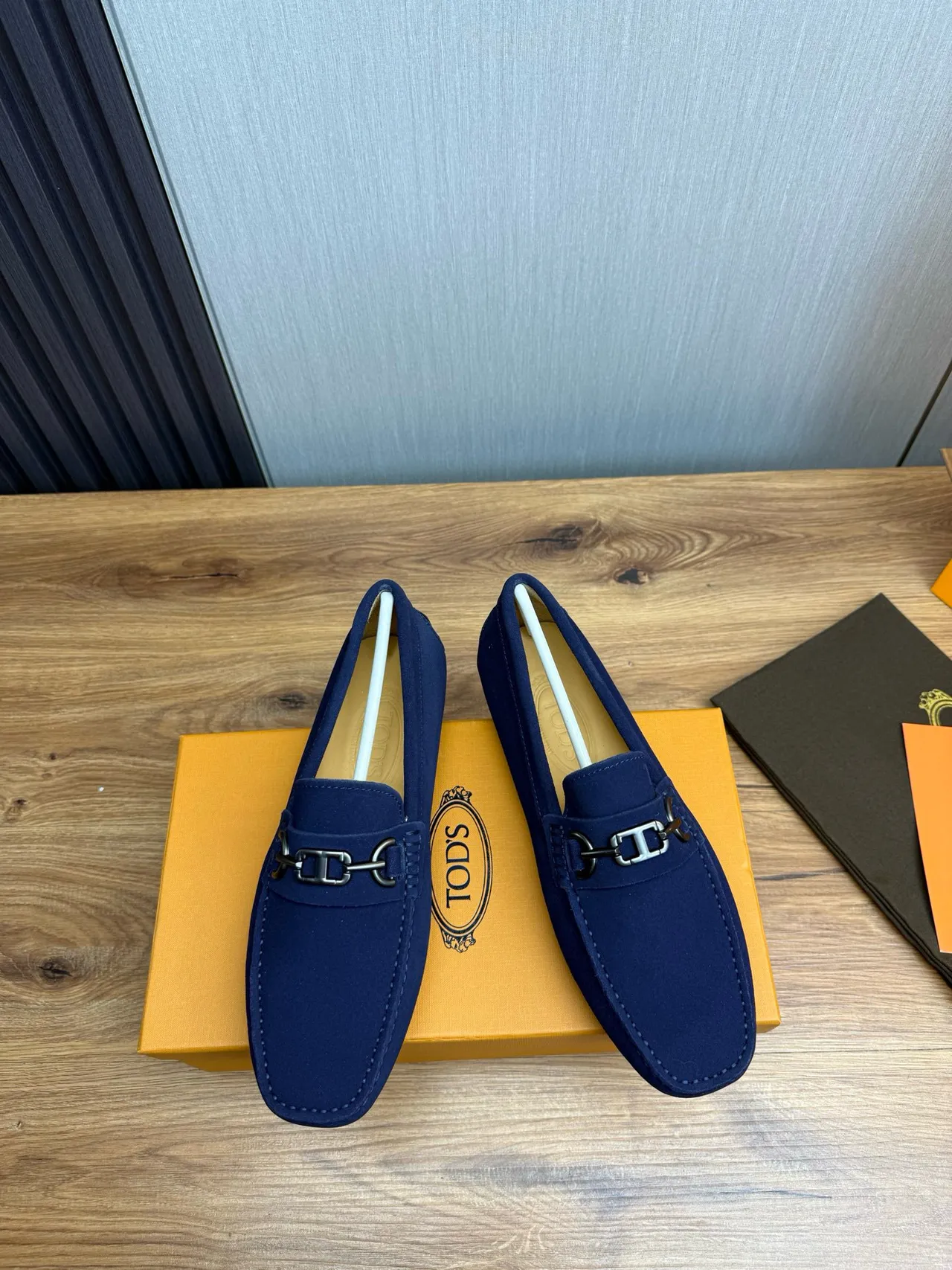 Navy Suede Horsebit Buckle Moc-Toe Slip-On Loafer 2