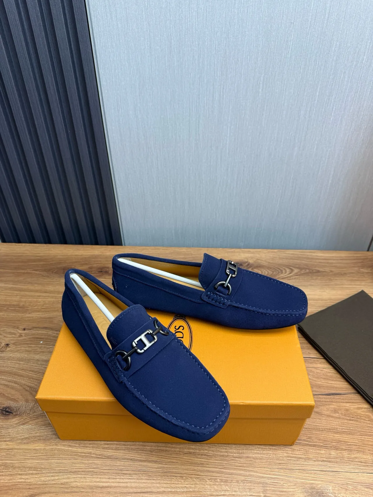Navy Suede Horsebit Buckle Moc-Toe Slip-On Loafer 3