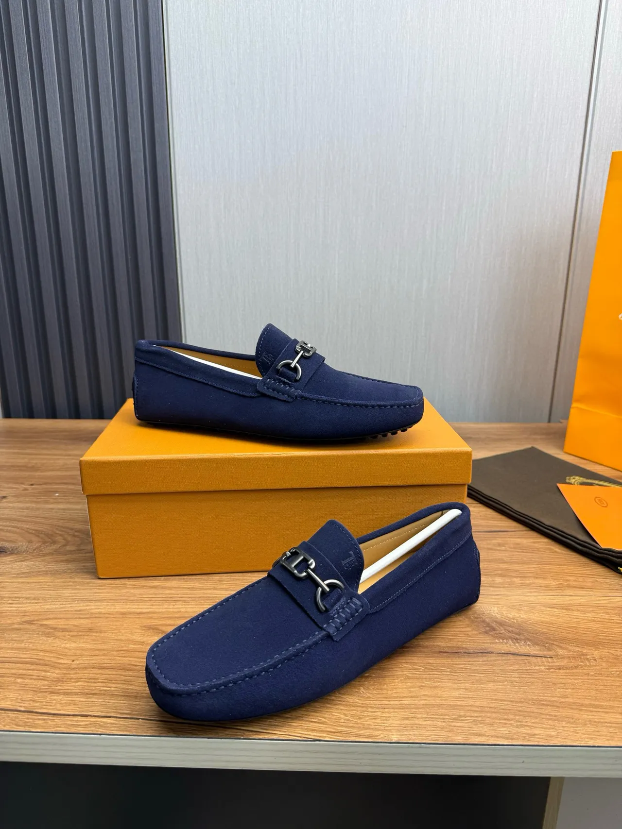 Navy Suede Horsebit Buckle Moc-Toe Slip-On Loafer 4