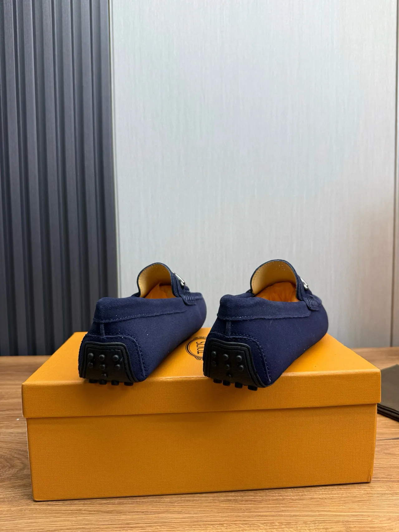 Navy Suede Horsebit Buckle Moc-Toe Slip-On Loafer 5