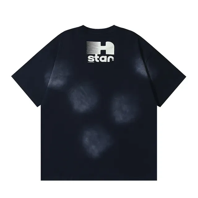Navy White Oversized Fit Graphic-Print Front And Back T-Shirt 3