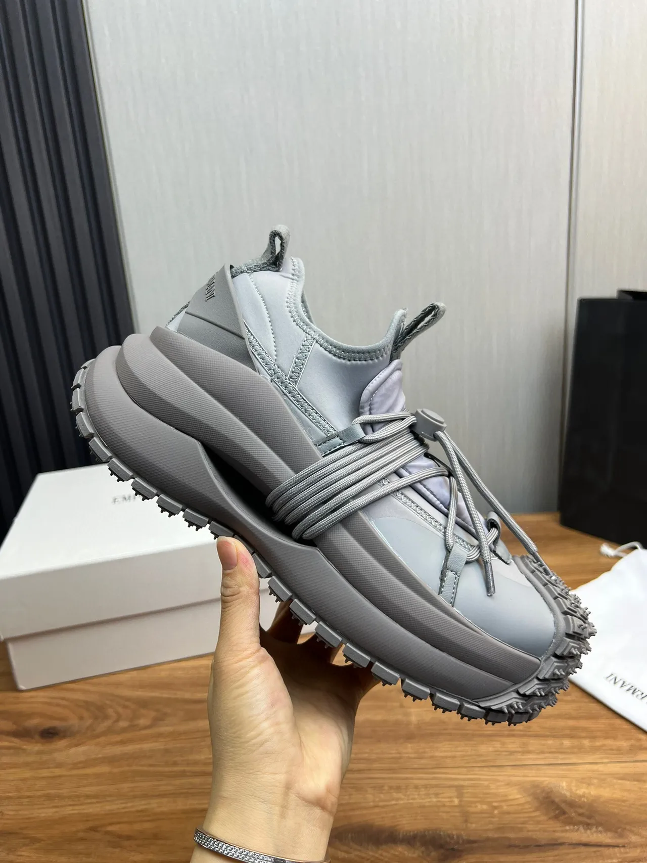 Off-White Cream and Black Open-Toe Cage Chunky Sneaker 11