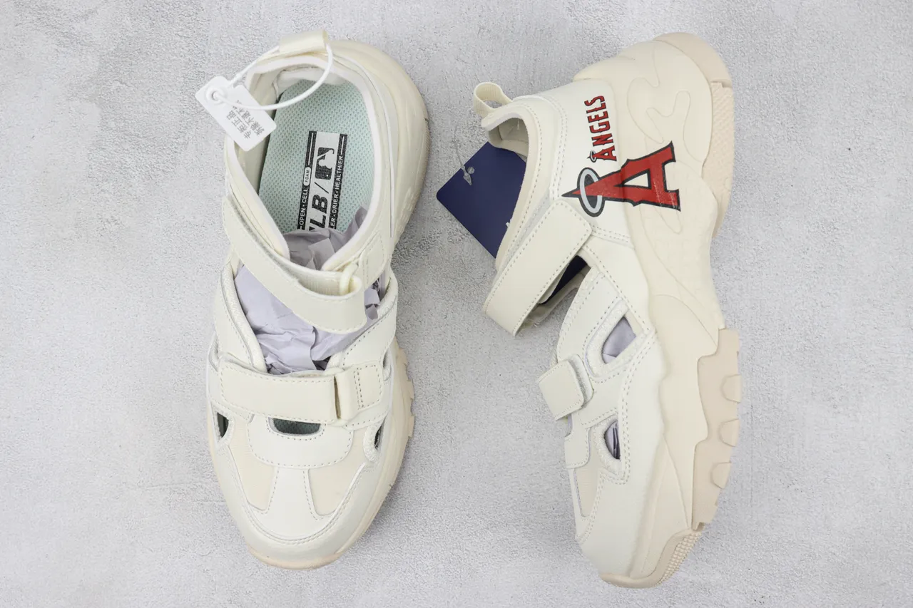 Off-White Cream লস অ্যাঞ্জেলস এঞ্জেলস লোগো মোটা প্ল্যাটফর্ম ক্যাজুয়াল স্যান্ডেল 3