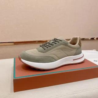 Olive Green and White Layered Suede Nylon Lifestyle Sneaker