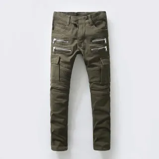 Olive Green Zippered Thigh Pocket Cargo Pants