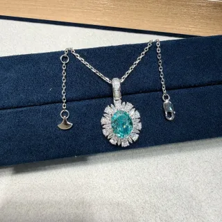 Oval Teal Gemstone Halo Pendant Necklace