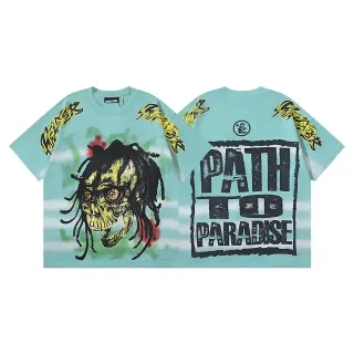 Oversized Double-Sided Graphic Skull and 'Path To Paradise' Print T-Shirt