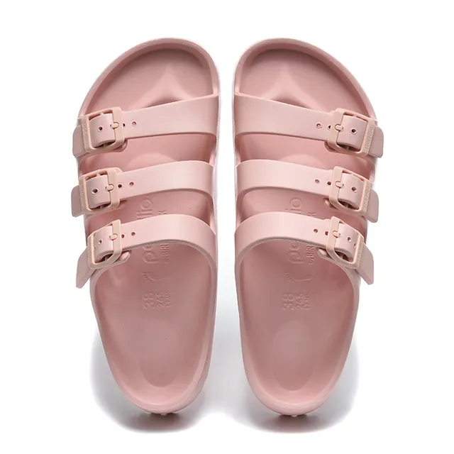 Papillio Pink Beige Three-Strap Buckle Closure Molded EVA-Like Construction Casual Sandals 2